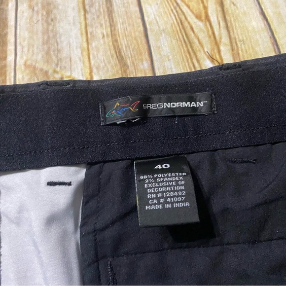 Greg Norman Black Striped Flat Front Golf Quick Dry Shorts - Picture 4 of 4